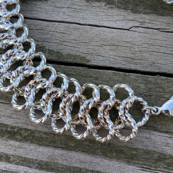 Platinum tone thick knotted chain bracelet 7 inch - Picture 11 of 13